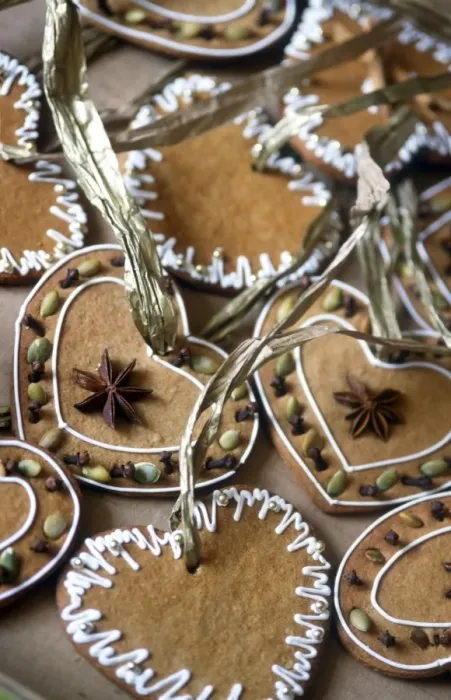 Framed Print : Swedish style ginger biscuits made to hang as christmas tree decorations credit Framed Print : Swedish style ginger biscuits made to hang as christmas tree decorations credit