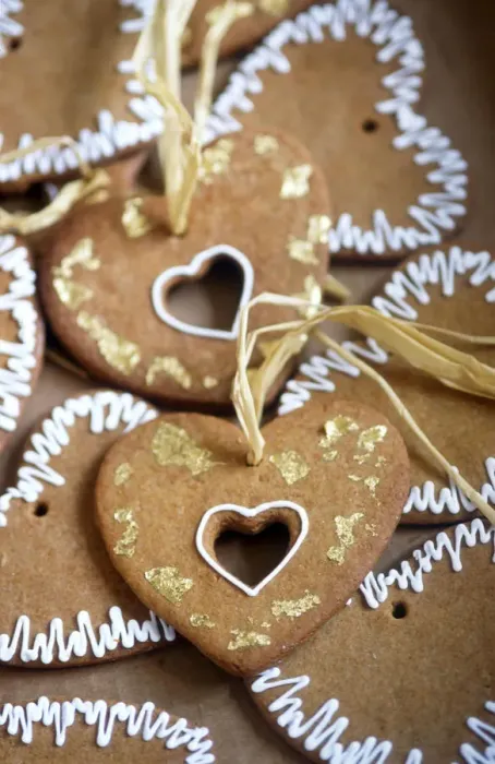 Framed Print : Swedish style ginger biscuits made to hang as christmas tree decorations credit Framed Print : Swedish style ginger biscuits made to hang as christmas tree decorations credit