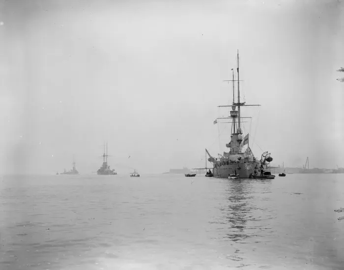 Framed Print : Swedish warships at Sheerness. Right to left : Sverige, Drottning. Victoria Framed Print : Swedish warships at Sheerness. Right to left : Sverige, Drottning. Victoria