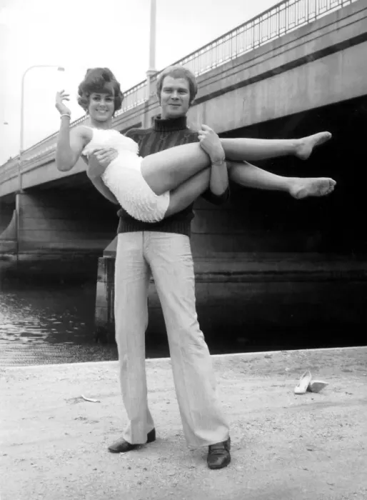 Framed Print : Swept off her feet by her pop idol Long John Baldry, is beauty queen Christine James Framed Print : Swept off her feet by her pop idol Long John Baldry, is beauty queen Christine James