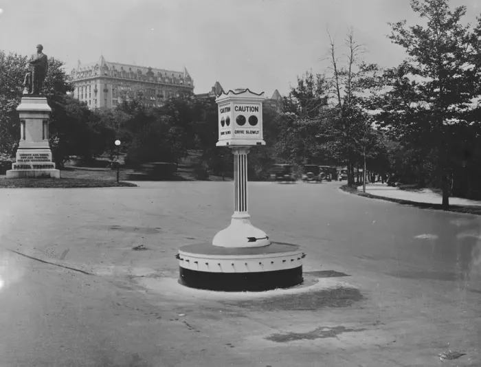 Framed Print : The talking lamp. The electric street singal or talking Lamp, which has been Framed Print : The talking lamp. The electric street singal or talking Lamp, which has been