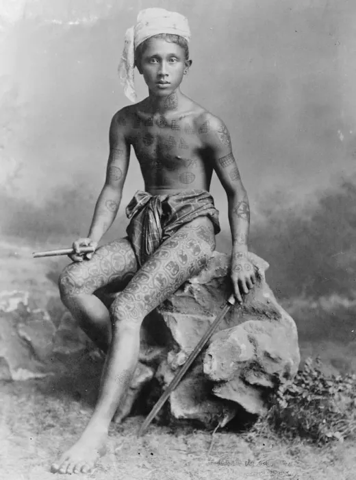 Framed Print : Tattooing as an aid to courtship. A Shan youth of a Burmese country village who Framed Print : Tattooing as an aid to courtship. A Shan youth of a Burmese country village who