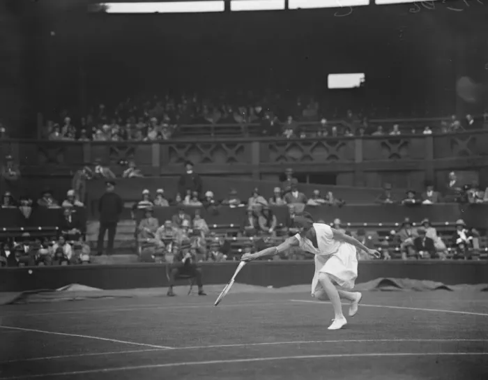 Framed Print : Teenis finals at Wimbledon. Mrs Watson in play agianst Mrs Mallory. 15 June 1929 Framed Print : Teenis finals at Wimbledon. Mrs Watson in play agianst Mrs Mallory. 15 June 1929