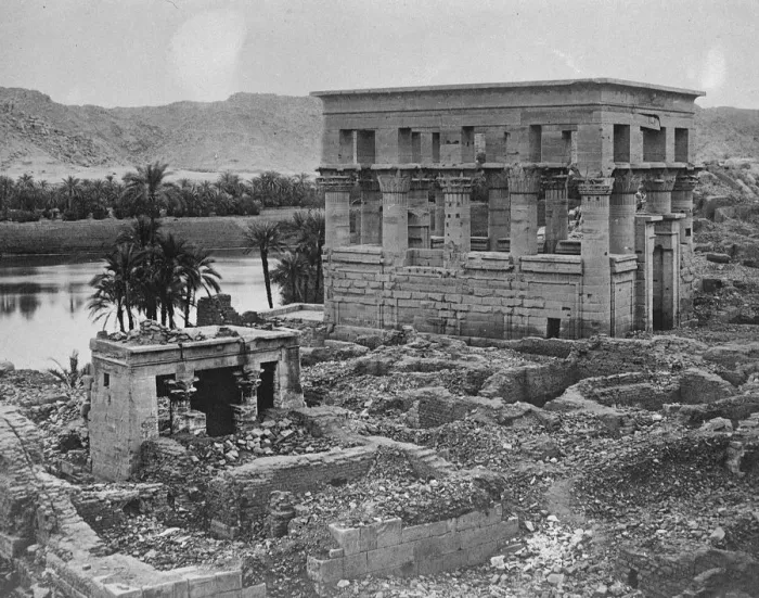 Framed Print : The temple of Philae to be moved. Rising Nile waters causing Depredations. A