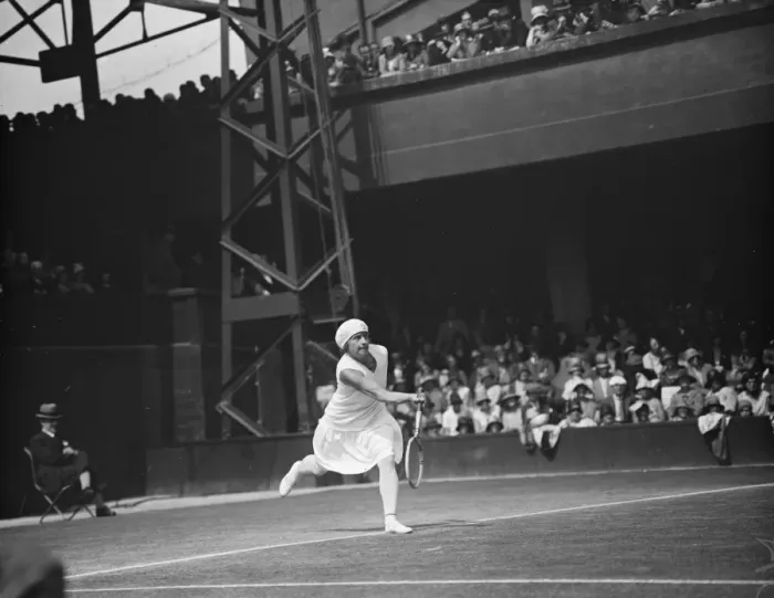Framed Print : Tennis championships at Wimbledon. Mrs Bundy in play. 29 May 1929