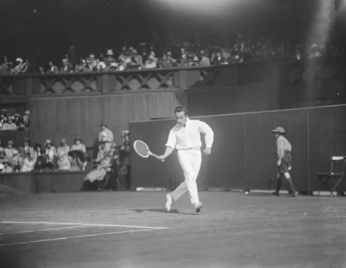 Framed Print : Tennis at Wimbeldon. Brugnon in play. 30 June 1926 Framed Print : Tennis at Wimbeldon. Brugnon in play. 30 June 1926
