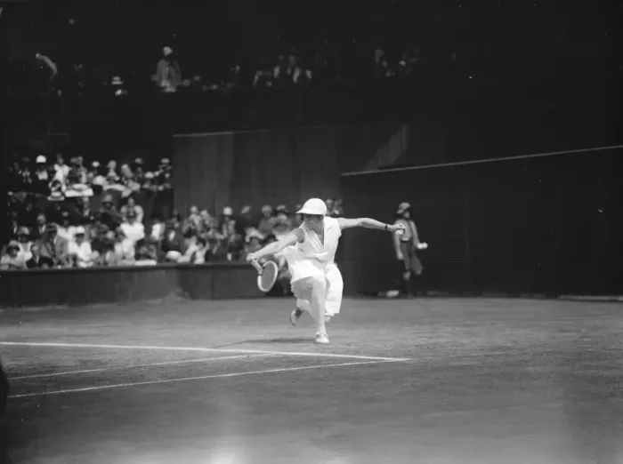 Framed Print : Tennis at Wimbeldon. Mrs Godfree in play against Mlle D Vlasto. 25 June 1926 Framed Print : Tennis at Wimbeldon. Mrs Godfree in play against Mlle D Vlasto. 25 June 1926