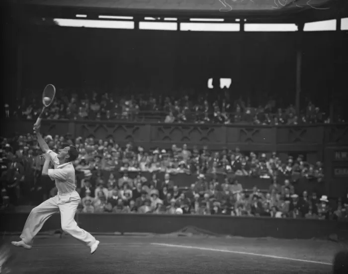 Framed Print : Tennis at Wimbledon. C H Kingsley in play. 30 June 1929 Framed Print : Tennis at Wimbledon. C H Kingsley in play. 30 June 1929