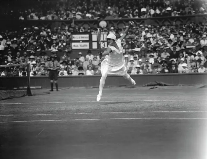 Framed Print : Tennis at Wimbledon. Mlle Vlasto in play. 1 July 1926 Framed Print : Tennis at Wimbledon. Mlle Vlasto in play. 1 July 1926