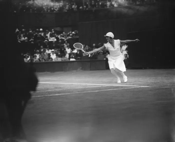 Framed Print : Tennis at Wimbledon. Mlle Vlasto in play. 1 July 1926 Framed Print : Tennis at Wimbledon. Mlle Vlasto in play. 1 July 1926