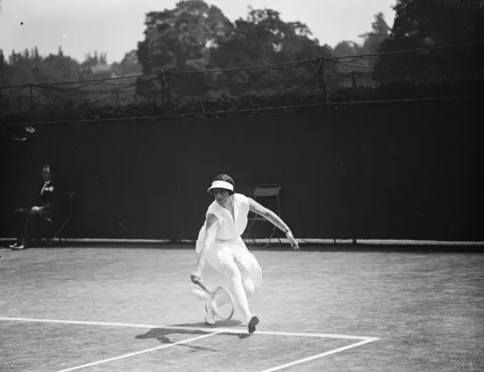 Framed Print : Tennis at Wimbledon. Mrs L C Mitchell. 30 June 1929 Framed Print : Tennis at Wimbledon. Mrs L C Mitchell. 30 June 1929