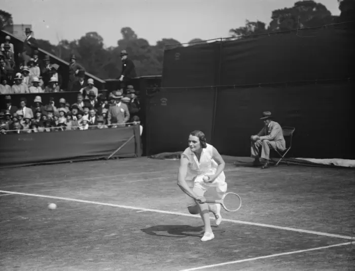 Framed Print : Tennis at Wimbledon. Mrs McIlquham in play. 29 June 1929 Framed Print : Tennis at Wimbledon. Mrs McIlquham in play. 29 June 1929