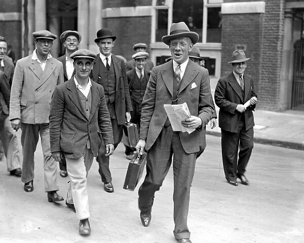 The threatend bus dispute, 1932. Mr Ware (carrying case), one of the delegates. 1932