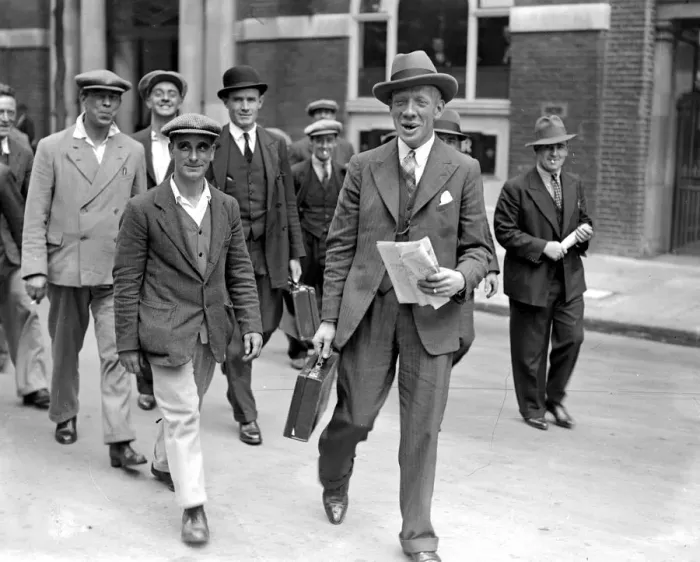 Framed Print : The threatend bus dispute, 1932. Mr Ware (carrying case), one of the delegates. 1932 Framed Print : The threatend bus dispute, 1932. Mr Ware (carrying case), one of the delegates. 1932