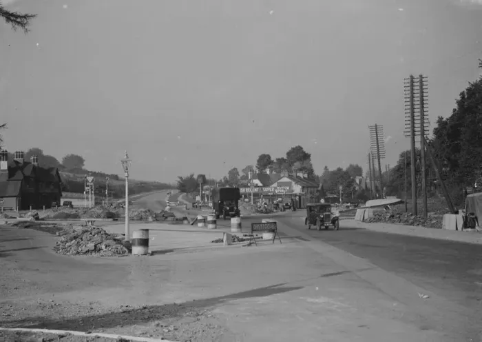 Framed Print : Traffic improvements under construction at Green Street, Green Cross Road, Kent Framed Print : Traffic improvements under construction at Green Street, Green Cross Road, Kent