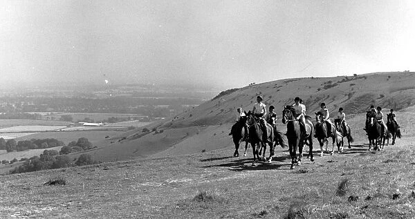 Treking across country on the Sussex Downs 3 September 1962