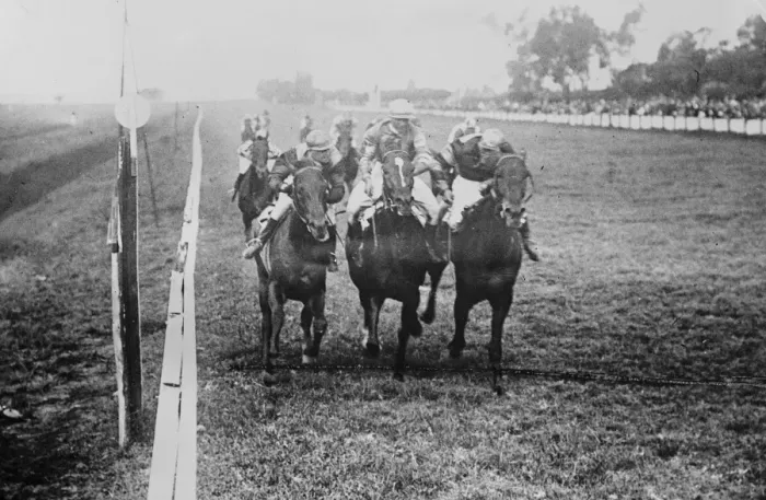 Framed Print : Triple Dead Heat. Sir Abe Baileys Horse in a remarkable finish A triple dead Framed Print : Triple Dead Heat. Sir Abe Baileys Horse in a remarkable finish A triple dead