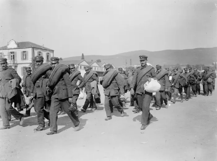 Framed Print : Turks nearing Smyrna Reservists arriving at barracks 6 September 1922 Framed Print : Turks nearing Smyrna Reservists arriving at barracks 6 September 1922