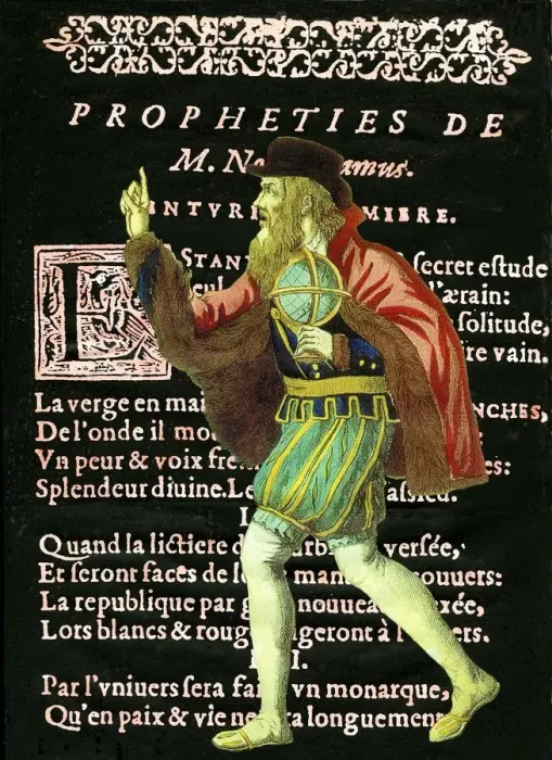 Framed Print : Varittion on the 1808 Epinal portrait, with Nostradamus placed over the opening page Framed Print : Varittion on the 1808 Epinal portrait, with Nostradamus placed over the opening page