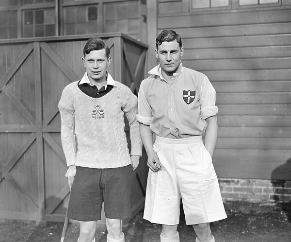 Varsity hockey at Beckenham, Left A J Carpenter ( Oxford ) and his brother F W Carpenter