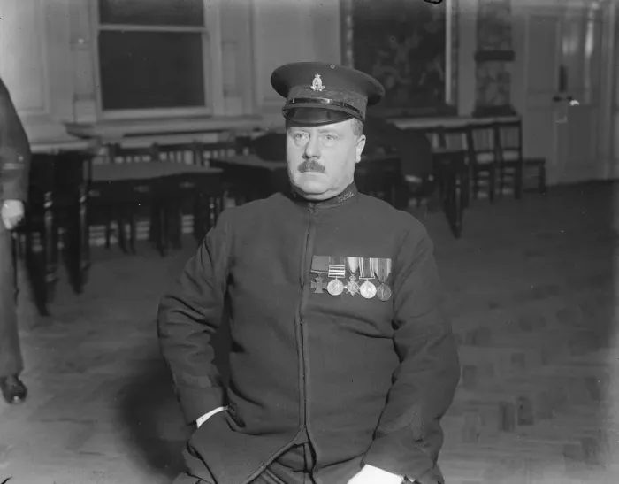 Framed Print : VC Inspector in Guard of Honour for the Prince. Inspector W J G Evans, VC, who Framed Print : VC Inspector in Guard of Honour for the Prince. Inspector W J G Evans, VC, who