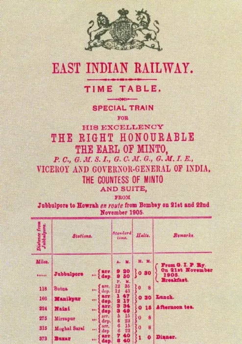 Framed Print : The Viceroy had special railway timetables printed each time he travelled. 1905 Framed Print : The Viceroy had special railway timetables printed each time he travelled. 1905