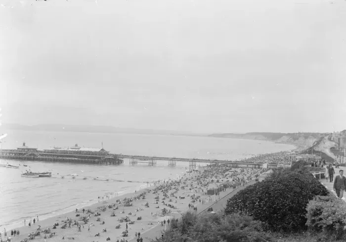 Framed Print : A view over Bournemouth showing the beach and pier. 1925 Framed Print : A view over Bournemouth showing the beach and pier. 1925
