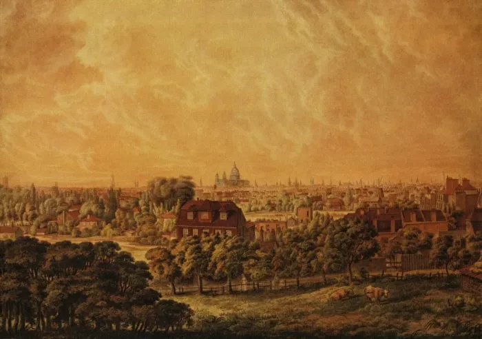 Framed Print : View of London From A Gentlemans Seat in Lambeth Marsh 1804 History of London Framed Print : View of London From A Gentlemans Seat in Lambeth Marsh 1804 History of London