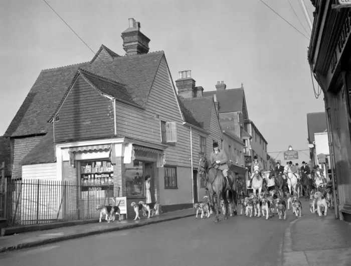 Framed Print : Down the village High Street The Old Surrey and Burstow Hunt met at Edenbridge Framed Print : Down the village High Street The Old Surrey and Burstow Hunt met at Edenbridge