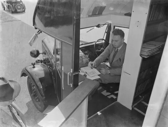 Framed Print : Visiting the Kent County mobile library. 1939 Framed Print : Visiting the Kent County mobile library. 1939