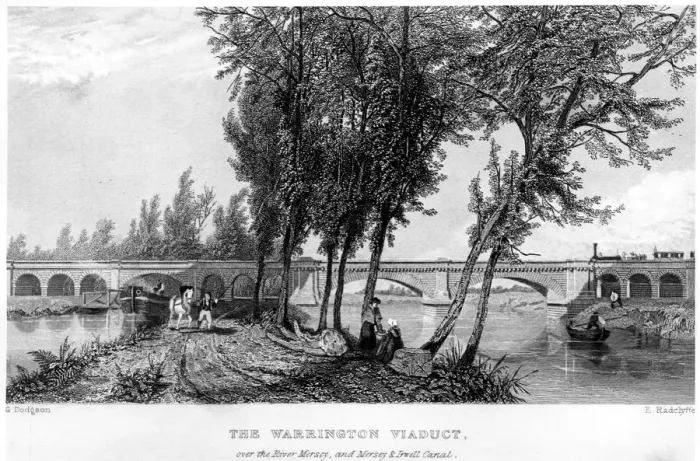 Framed Print : The Warrington Viaduct, over the River Mersey and Mersey and Irwell Canal, on Framed Print : The Warrington Viaduct, over the River Mersey and Mersey and Irwell Canal, on