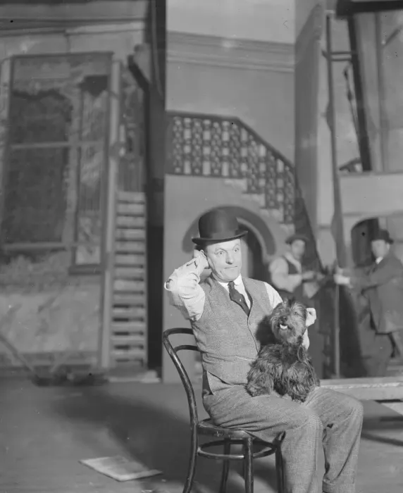 Framed Print : Watch Your Step at the Empire Mr George Graves and his mongrol dog Framed Print : Watch Your Step at the Empire Mr George Graves and his mongrol dog