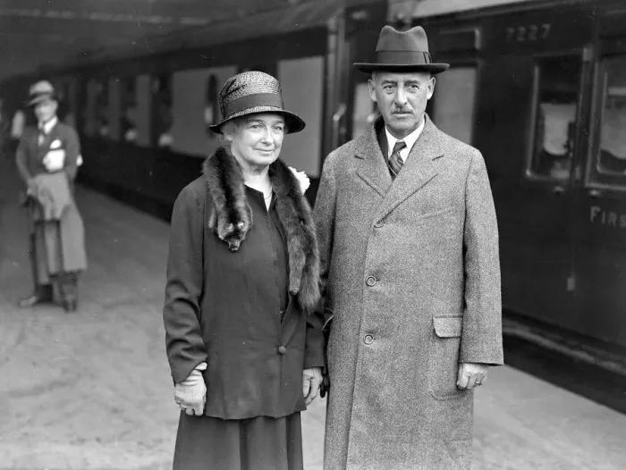 Framed Print : At Waterloo, Col and Mrs Stimson photographed prior to their departure for U. S. 28 Framed Print : At Waterloo, Col and Mrs Stimson photographed prior to their departure for U. S. 28