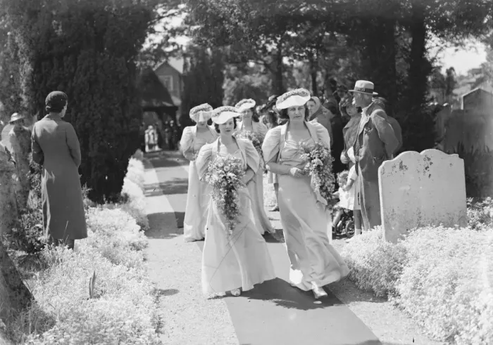 Framed Print : The wedding of Guy Farrr and Mary Stacey in Crayford, Kent. The bridesmaids. 1939 Framed Print : The wedding of Guy Farrr and Mary Stacey in Crayford, Kent. The bridesmaids. 1939