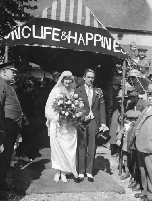 Framed Print : Wedding of the Hon Irene Cage and Capt Shuldham at Firle, Sussex The bride Framed Print : Wedding of the Hon Irene Cage and Capt Shuldham at Firle, Sussex The bride