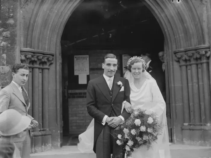 Framed Print : Wedding of JB Cowper and Dr E J King. The happy couple. 1935 Framed Print : Wedding of JB Cowper and Dr E J King. The happy couple. 1935