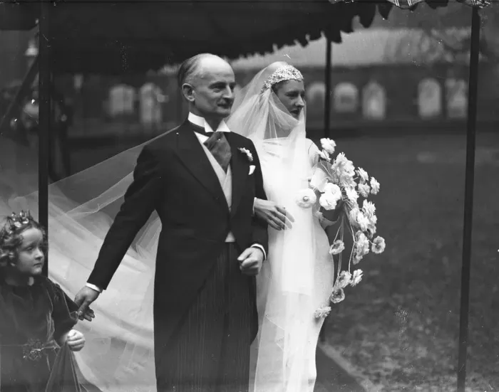 Framed Print : Wedding of Mr Frederick and Miss Margot Scott. 7 January 1936 Framed Print : Wedding of Mr Frederick and Miss Margot Scott. 7 January 1936