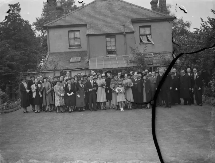 Framed Print : The wedding of Mr Roy Pearl and Miss Patricia Kirby in Sidcup, Kent. The family group Framed Print : The wedding of Mr Roy Pearl and Miss Patricia Kirby in Sidcup, Kent. The family group