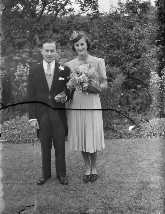 Framed Print : The wedding of Mr Roy Pearl and Miss Patricia Kirby in Sidcup, Kent. The bride and groom Framed Print : The wedding of Mr Roy Pearl and Miss Patricia Kirby in Sidcup, Kent. The bride and groom