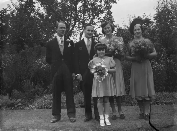 Framed Print : The wedding of Mr Roy Pearl and Miss Patricia Kirby in Sidcup, Kent. The Bridal group Framed Print : The wedding of Mr Roy Pearl and Miss Patricia Kirby in Sidcup, Kent. The Bridal group