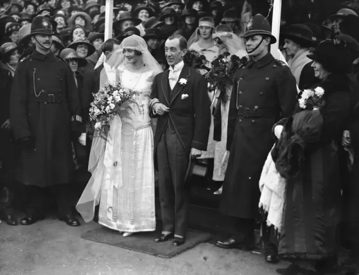 Framed Print : Wedding of Sir George Beaumont and Miss Renee Northey at Epsom Bride and groom 17