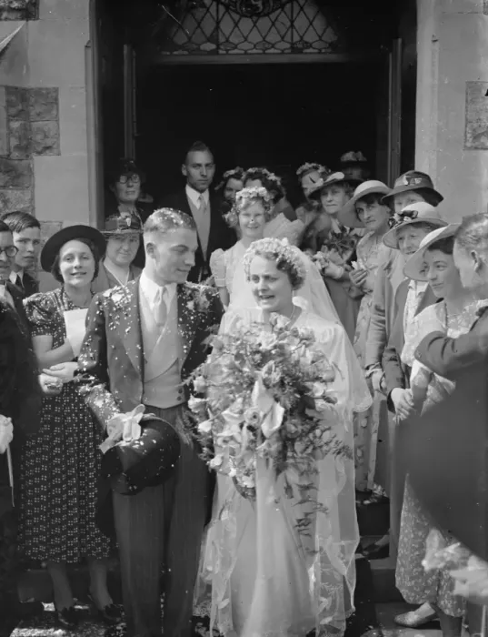Framed Print : The wedding of A Thorn and Miss B Salmon of Eynsford. 1938 Framed Print : The wedding of A Thorn and Miss B Salmon of Eynsford. 1938