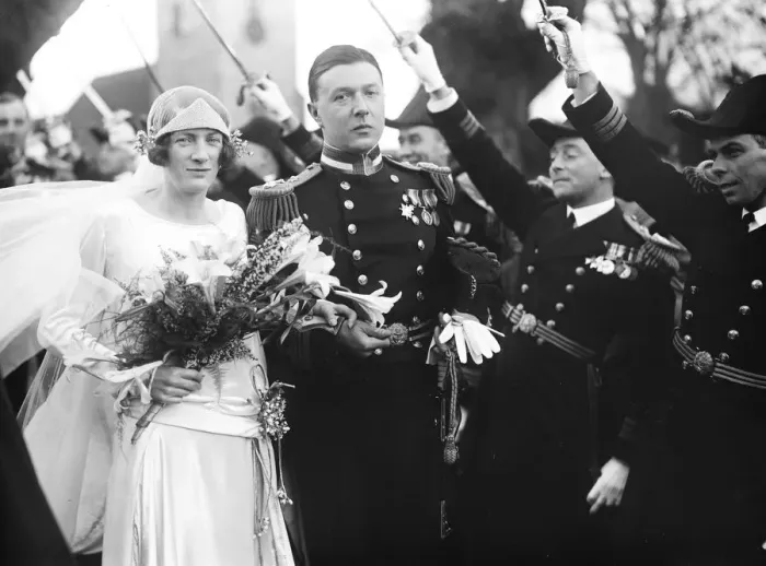 Framed Print : Wedding. The wedding of Lt Commander F H Powys Maurice and Miss M Christian took place at St Mary Framed Print : Wedding. The wedding of Lt Commander F H Powys Maurice and Miss M Christian took place at St Mary