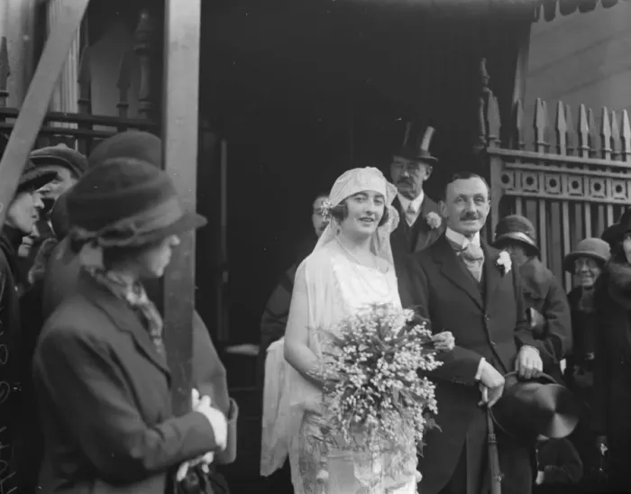 Framed Print : Welsh bride for Lord Blyths son. The Hon R Blyth and Miss C M Gibson were married