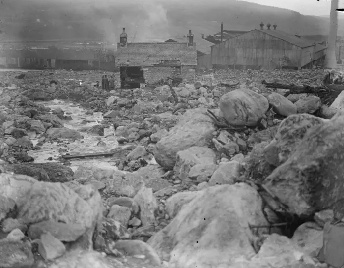 Framed Print : The Welsh disaster. The scene of desolation at Porth Llwyd. 4 November 1925 Framed Print : The Welsh disaster. The scene of desolation at Porth Llwyd. 4 November 1925