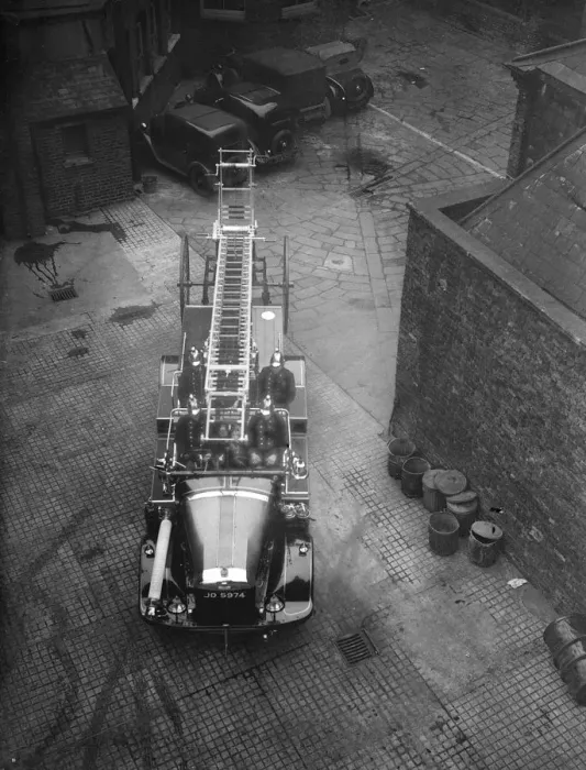 Framed Print : West Ham fire engine like a motor coach. A new fire engine in the front of which Framed Print : West Ham fire engine like a motor coach. A new fire engine in the front of which