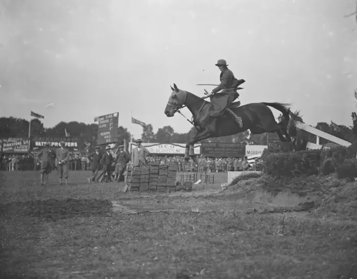 Framed Print : Wiltshire Agricultural Show at Salisbury Miss Glencross clearing the water jump 15 Framed Print : Wiltshire Agricultural Show at Salisbury Miss Glencross clearing the water jump 15