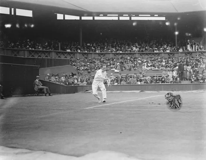 Framed Print : Wimbeldon Lawn Tennis B I C Northon plays J D P Wheatley June 1923 Framed Print : Wimbeldon Lawn Tennis B I C Northon plays J D P Wheatley June 1923