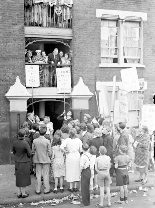 Framed Print : Wives as pickets in East End no rent strike. What is stated to be the largest Framed Print : Wives as pickets in East End no rent strike. What is stated to be the largest