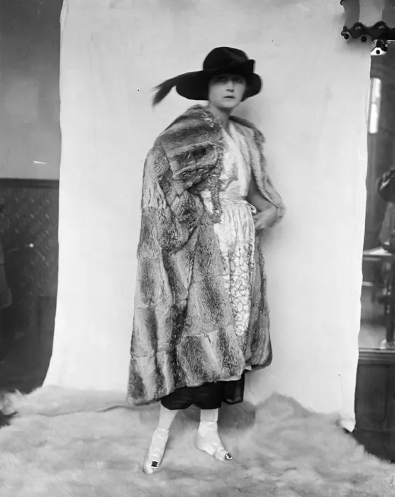 Framed Print : Women in fur coat undated